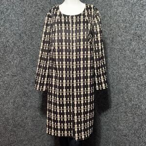 Alfani Woman Jacket 0X Beige Black Geometric Print Long Sleeve Artsy Statement